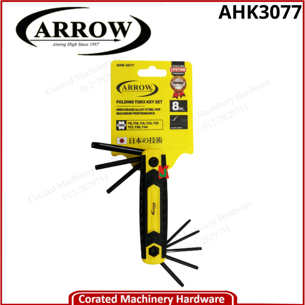 ARROW AHK3077 8PCS FOLDING TORX KEY SET