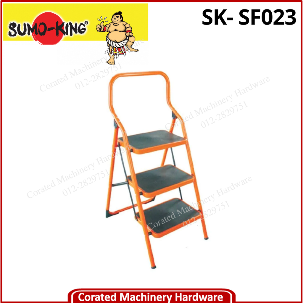 SUMO KING SF023 3 STEP ORANGE COLOUR STEEL LADDER