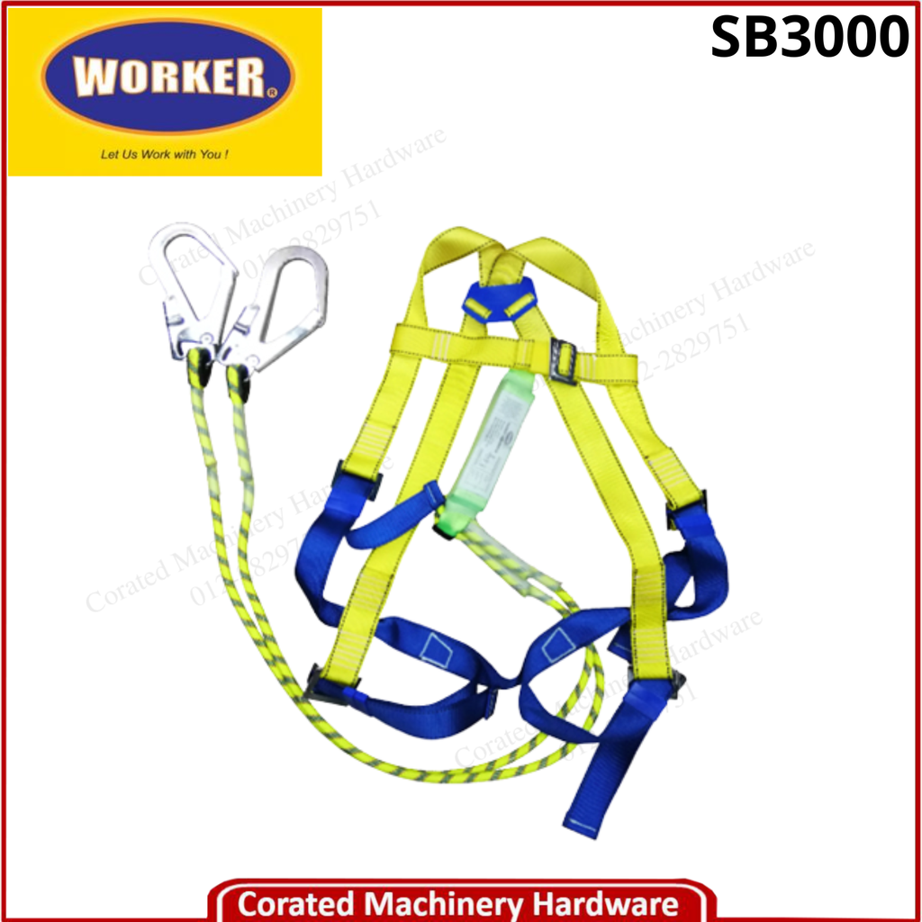 WORKER SB3000 TWIN HOOK LANYARD BODY HARNESS