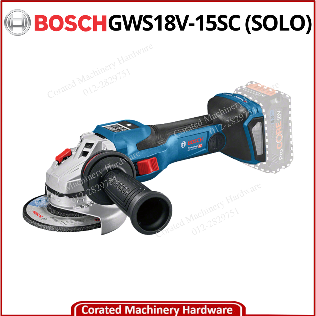 BOSCH GWS18V-15SC 100MM CORDLESS ANGLE GRINDER 