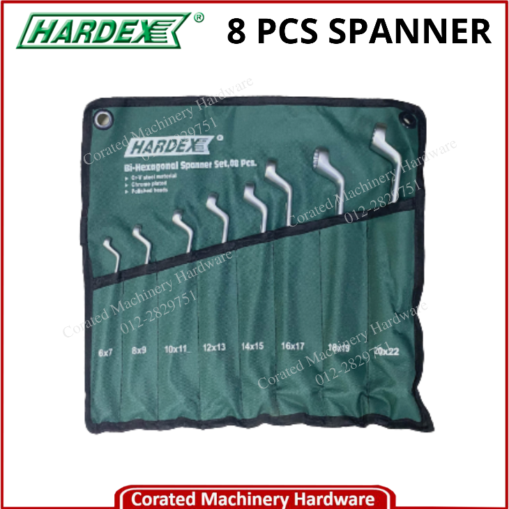 HARDEX 8 PCS BI-HEXAGONAL SPANNER RING SET