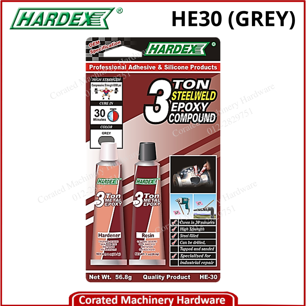 HARDEX HE30 3 TON GREY METALWELD EPOXY (56.8 GRAM)
