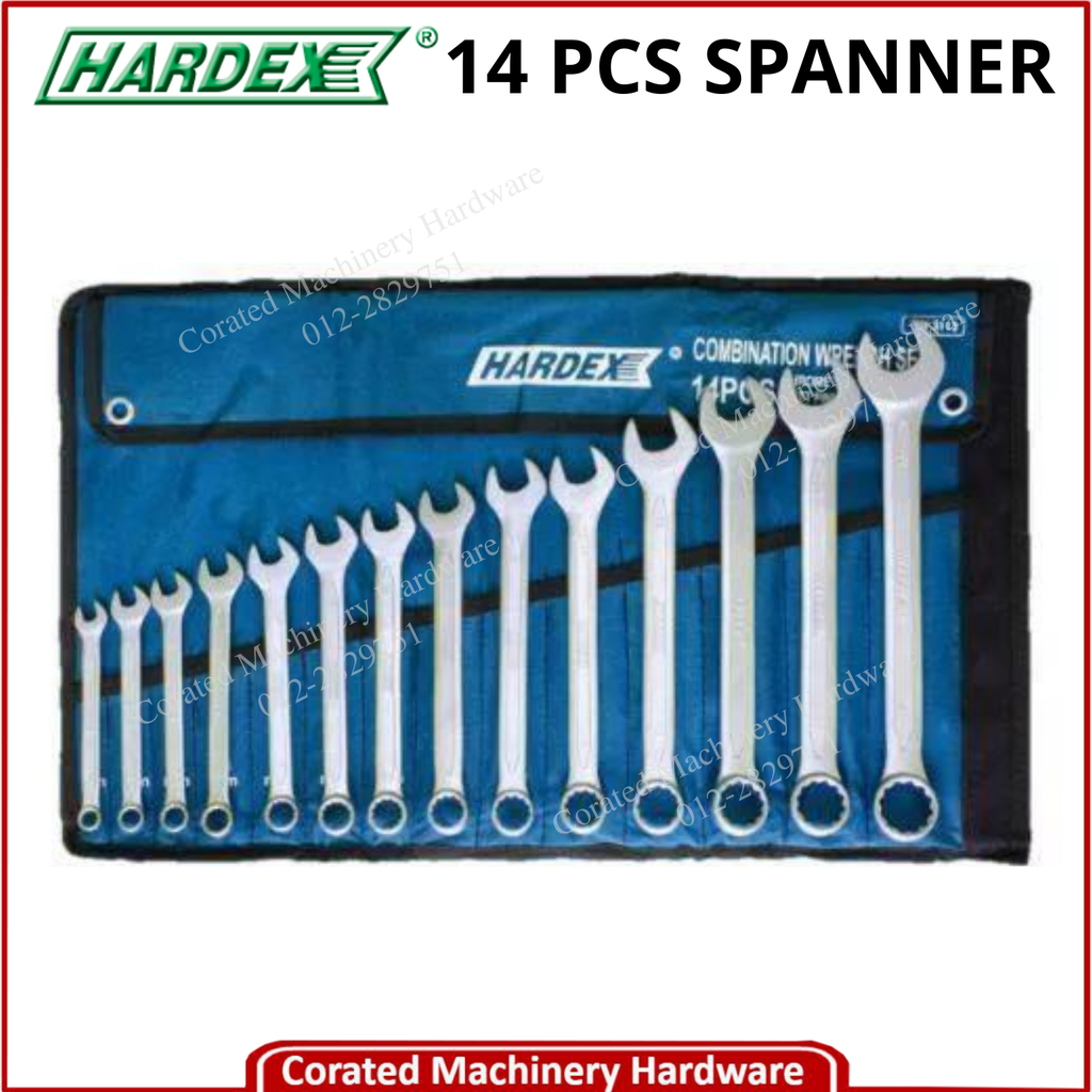 HARDEX 14 PC CRV CHROME COMBINATION SPANNER WRENCH