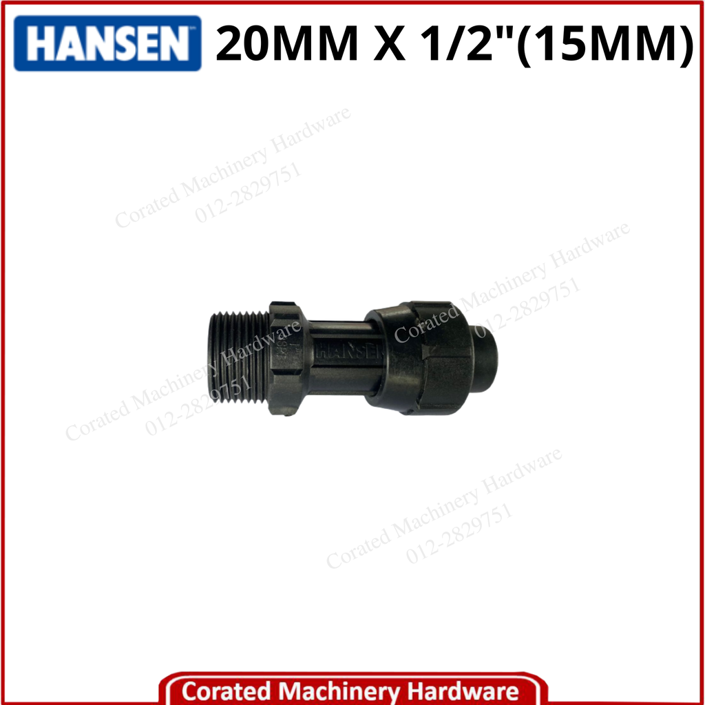 HANSEN POLY MALE THREADED ADAPTOR