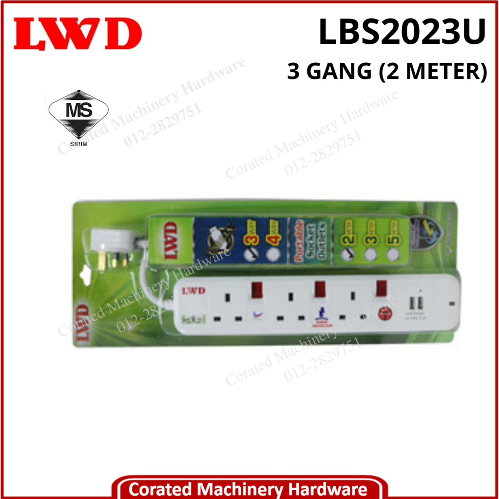 LWD USB SOCKET CORD WITH SURGE PROTECTOR