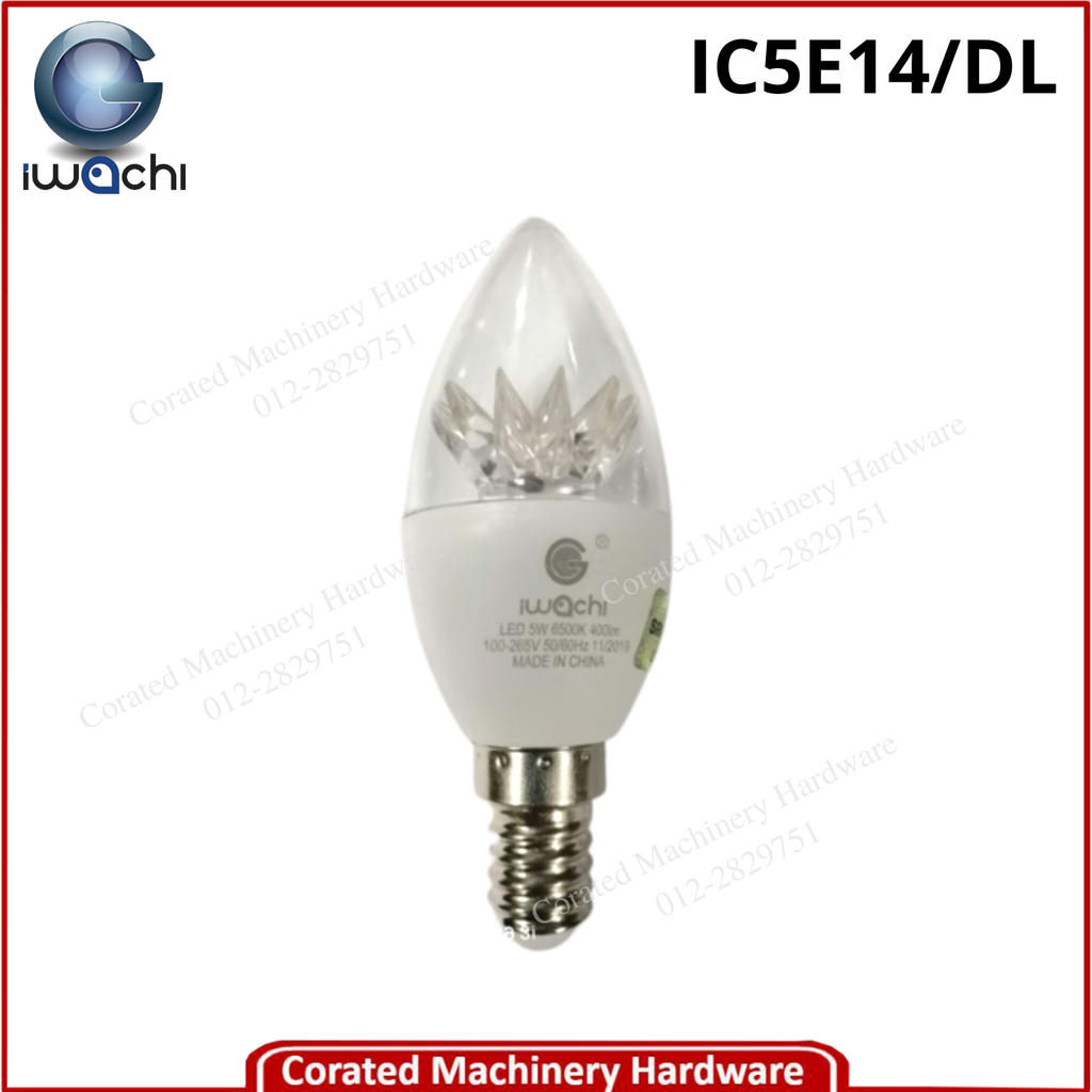 IWACHI 5 WATT E14 LED SILVER CANDLE BULB