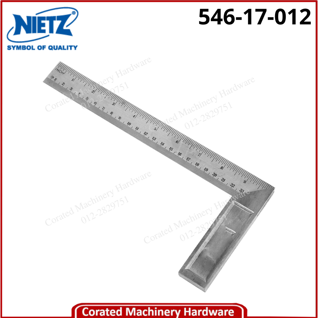 NIETZ 12&quot; SQUARE RULER (STAINLESS STEEL)