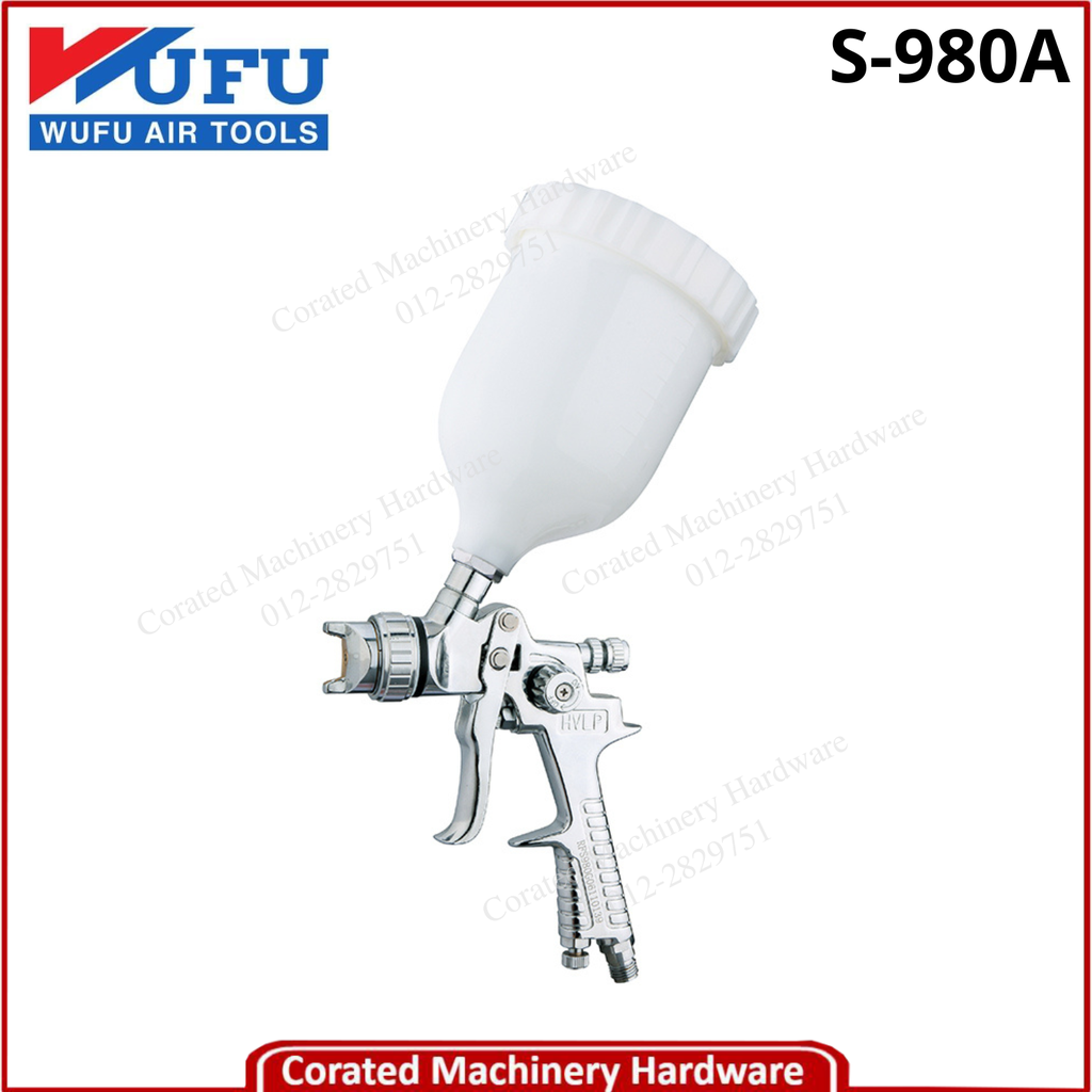 WUFU S-980A SPRAY GUN C/W 0.680L CUP (GRAVITY)