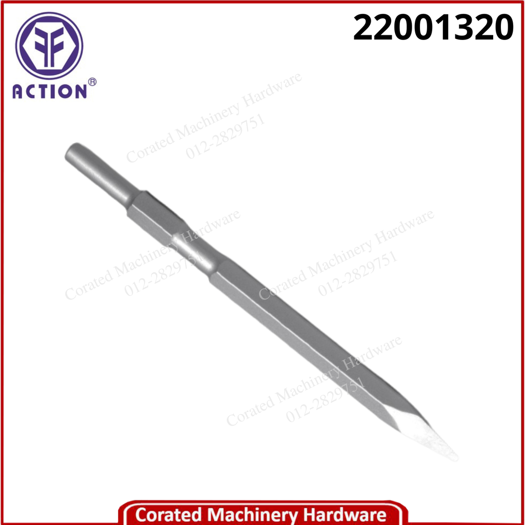 ACTION 21 X 320MM HEX SHANK BULL POINT CHISEL