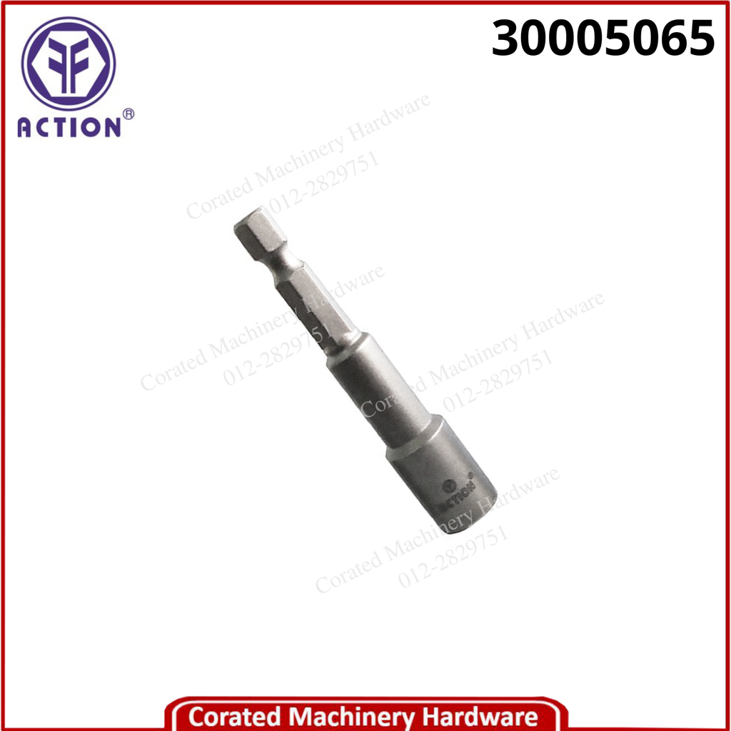 ACTION 1/4&quot; HEX BIT NUT C/W SHANK