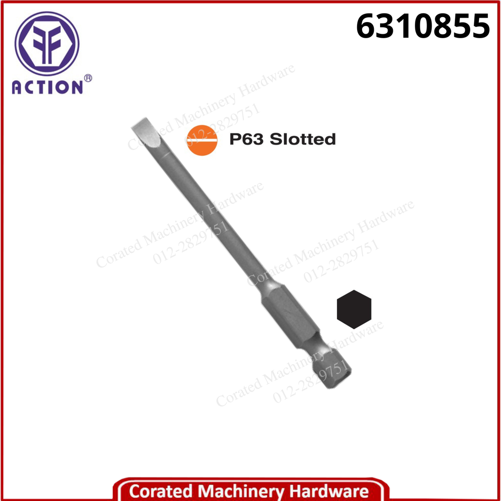 ACTION P63 SLOTTED 1/4&quot; HEX POWER BIT