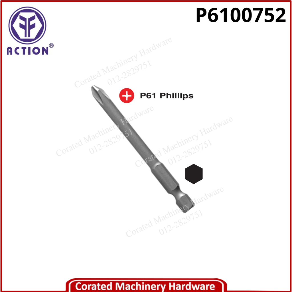 ACTION PH2 P61 PHILLIPS 1/4&quot; HEX POWER BIT