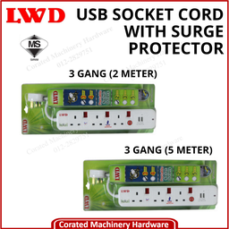 LWD USB SOCKET CORD WITH SURGE PROTECTOR